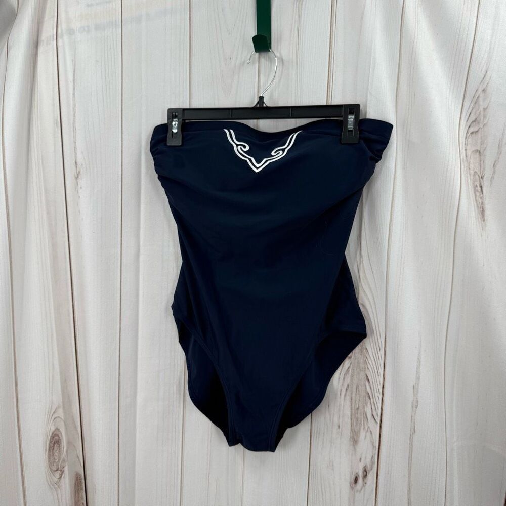 Beach Bay Women’s 12 Navy Gold Strapless One Piece Swim